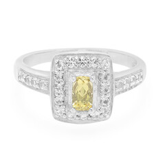 Zilveren ring met een gele beril