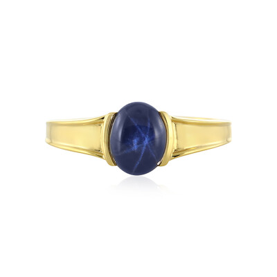 Zilveren ring met een blauwe ster saffier