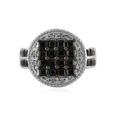 Zilveren ring met zwarte spinelstenen