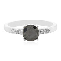 Zilveren ring met een zwarte diamant
