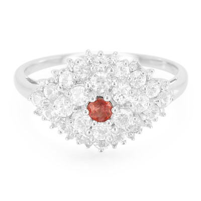 Zilveren ring met een avondrode robijn