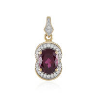 Gouden hanger met een magenta granaat