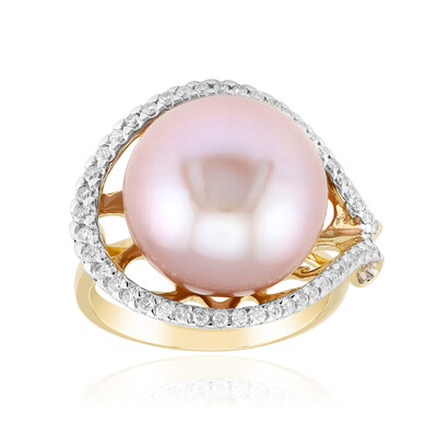 Gouden ring met een koninklijke roze Ming parel (TPC)