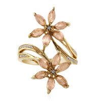 Zilveren ring met rozen kwartskristallen
