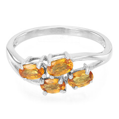 Zilveren ring met oranje saffieren
