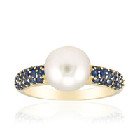 Gouden ring met een witte zuidzee parel (Michelle Albala)