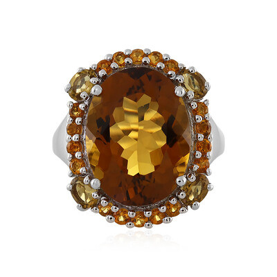 Zilveren ring met een cognac kwarts