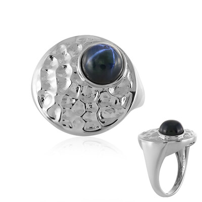 Zilveren ring met een blauwe ster saffier (MONOSONO COLLECTION)