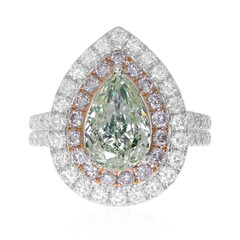 Gouden ring met een SI1 Groene diamant  (CIRARI)