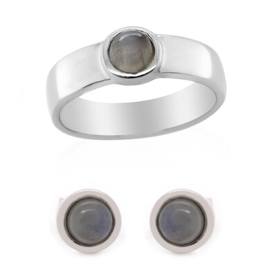 Zilveren ring met labradorieten