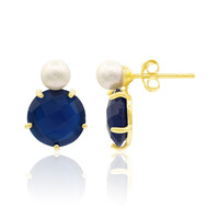 Zilveren oorbellen met Blauwe chalcedonen