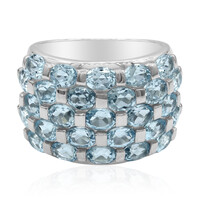 Zilveren ring met hemel-blauwe topaasstenen