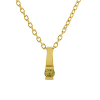 Zilveren halsketting met een I4 Gele Diamant