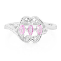 Zilveren ring met Ceylon roze saffieren