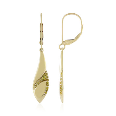 Gouden oorbellen met gele VS1 diamanten