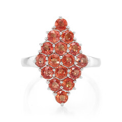 Zilveren ring met avondrode robijn