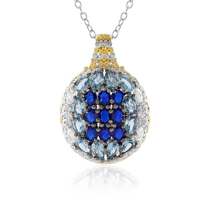 Zilveren halsketting met aquamarijnstenen (Gems en Vogue)