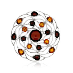 Zilveren broche met een barnsteen