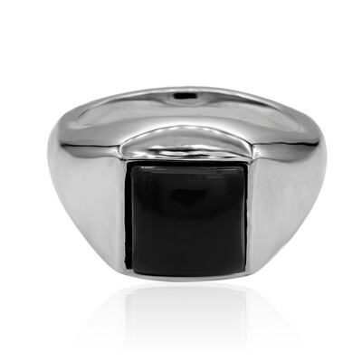 Zilveren ring met een zwarte onyx