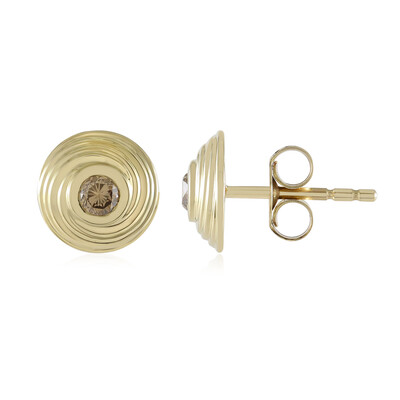 Gouden oorbellen met VS1 champagne diamanten