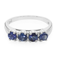 Zilveren ring met blauwe Birmese saffieren