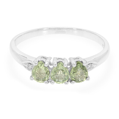 Zilveren ring met groene saffieren