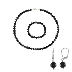 Zilveren set met zwarte onyxen