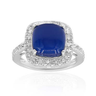 Zilveren ring met een Blauwe chalcedoon