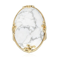 Zilveren ring met een howliet