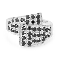 Zilveren ring met zwarte spinelstenen