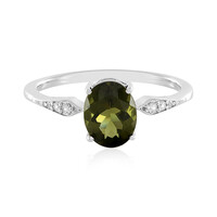 Zilveren ring met een moldaviet