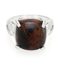Zilveren ring met een mahonie obsidiaan