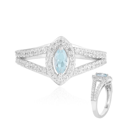 Zilveren ring met een aquamarijn