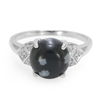Zilveren ring met een sneeuwvlokken obsidiaan
