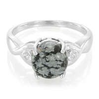 Zilveren ring met een sneeuwvlokken obsidiaan