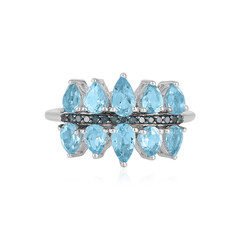 Zilveren ring met Zwitsers-blauwe topaasstenen
