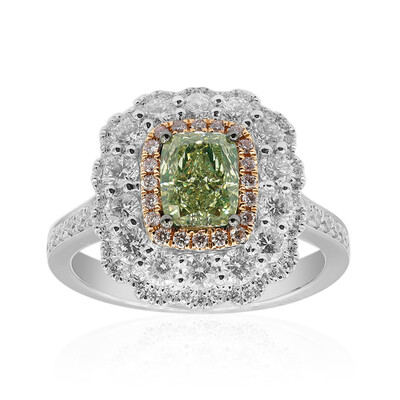 Gouden ring met een SI1 Groene diamant  (CIRARI)
