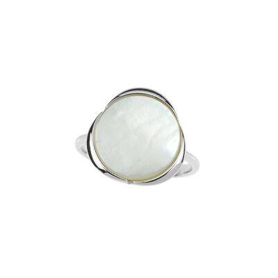 Zilveren ring met een parelmoer (dagen)