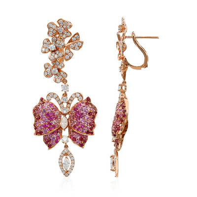 Gouden oorbellen met Ceylon roze saffieren (Estée Collection)