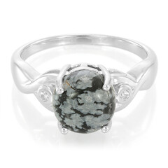 Zilveren ring met een sneeuwvlokken obsidiaan