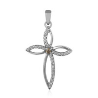 Zilveren hanger met een I2 Bruine Diamant