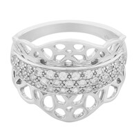 Zilveren ring met witte topaasstenen