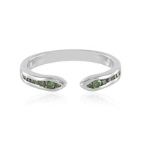 Zilveren ring met I3 Groene Diamanten