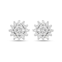 Zilveren oorbellen met I3 (J) Diamanten