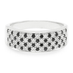 Zilveren ring met zwarte spinelstenen
