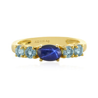 Zilveren ring met een blauwe ster saffier