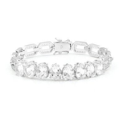 Zilveren armband met witte topaasstenen