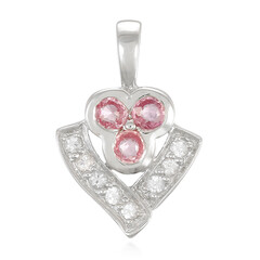 Zilveren hanger met roze saffieren