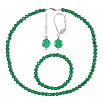 Zilveren set met Groene onyxen