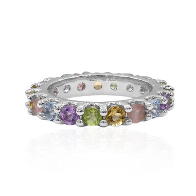 Zilveren ring met hemel-blauwe topaasstenen